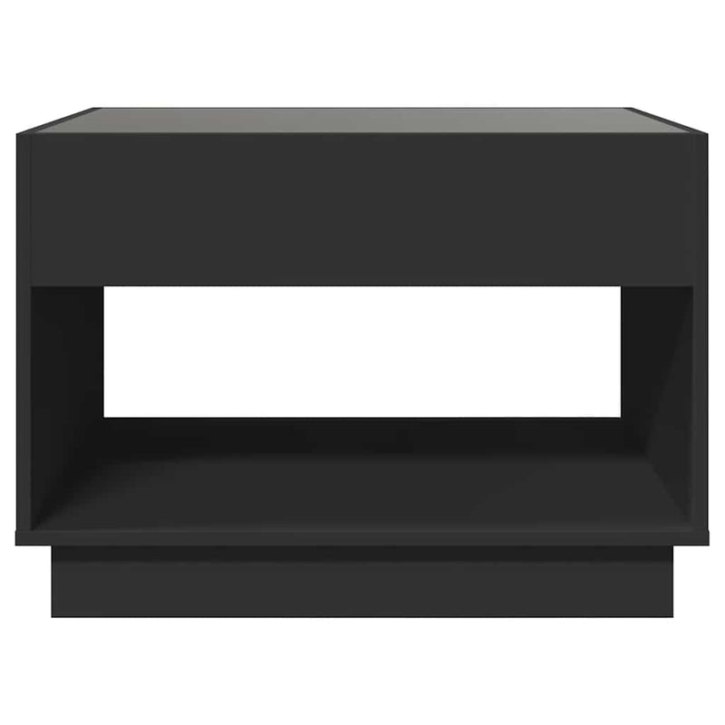Măsuță de cafea cu LED infinity, negru, 70x50x50 cm