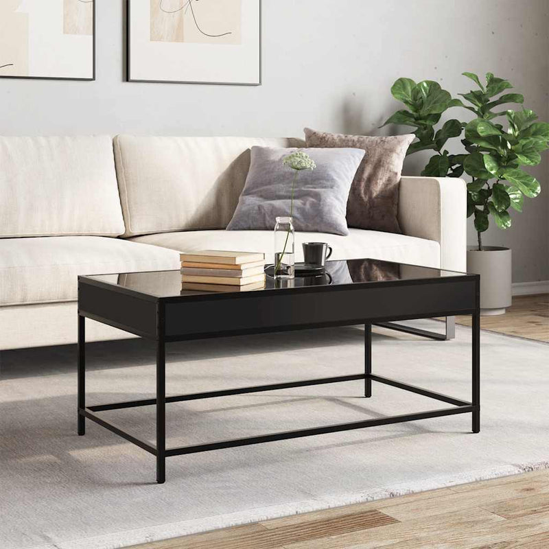 Măsuță de cafea cu LED infinity, negru, 90x50x41 cm