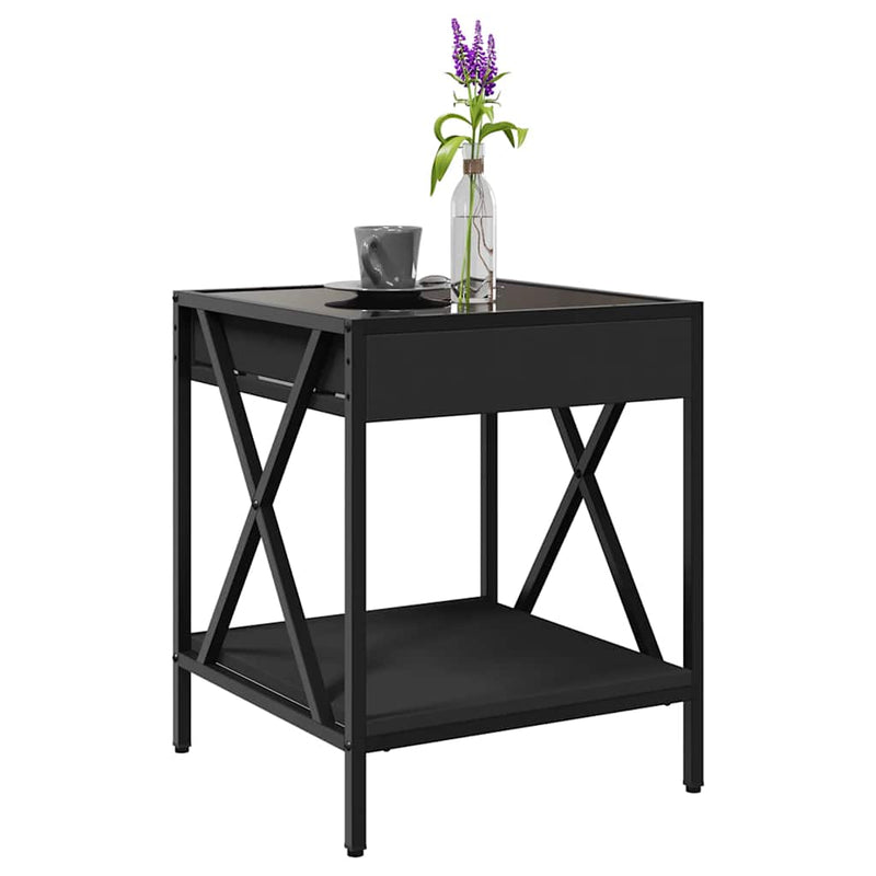 Măsuță de cafea cu LED infinity, negru, 40x40x49 cm