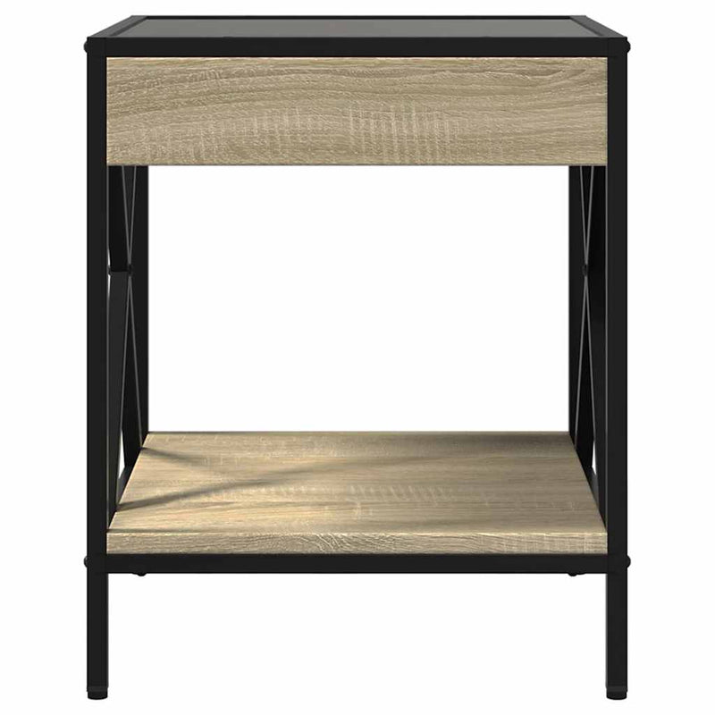 Măsuță de cafea cu LED infinity, stejar sonoma, 40x40x49 cm