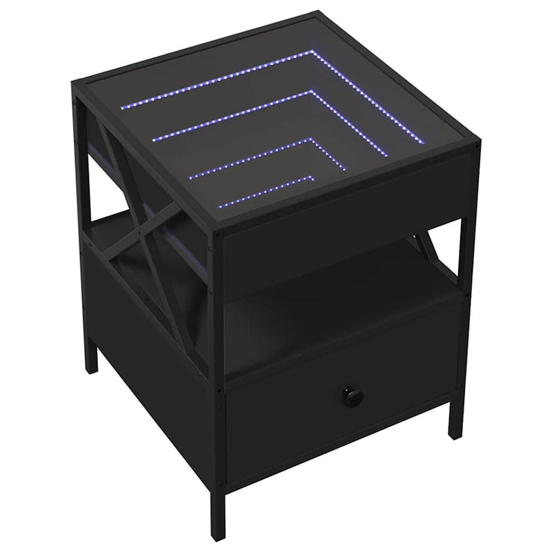 Măsuță de cafea cu LED infinity, negru, 40x40x51 cm