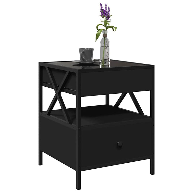 Măsuță de cafea cu LED infinity, negru, 40x40x51 cm