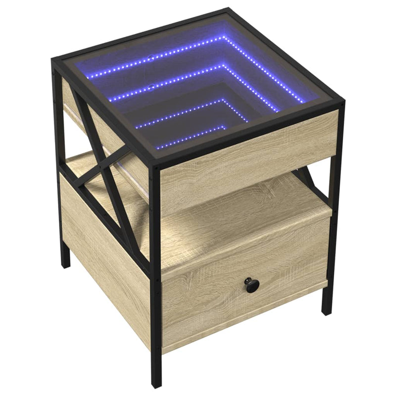 Măsuță de cafea cu LED infinity, stejar sonoma, 40x40x51 cm