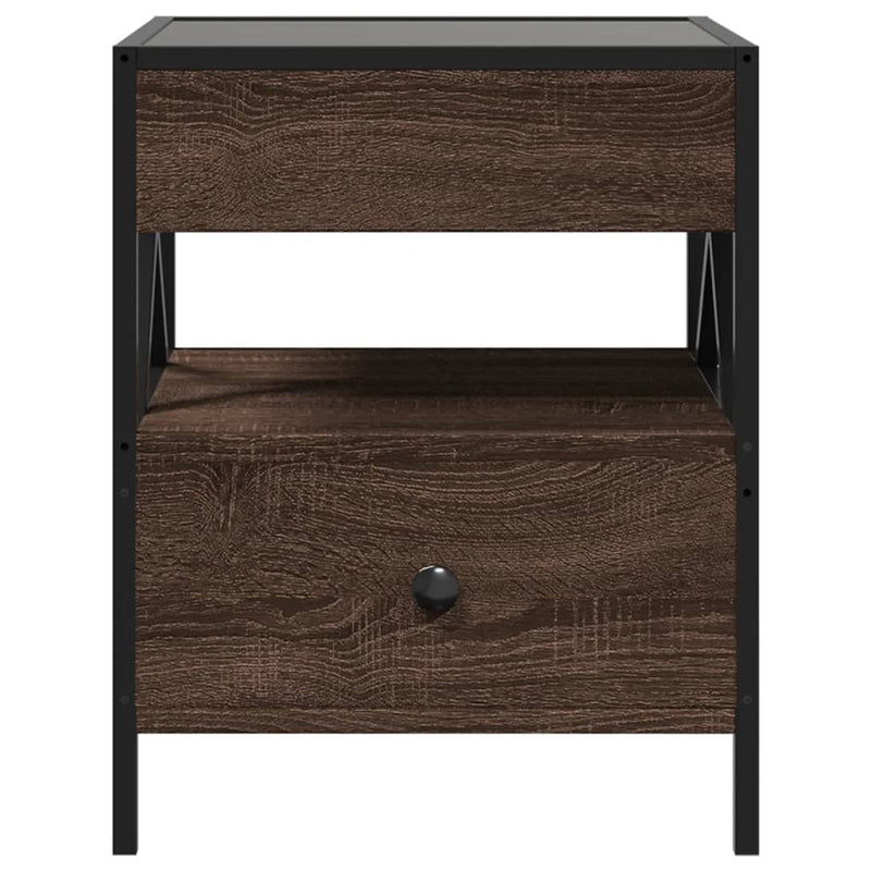 Măsuță de cafea cu LED infinity, stejar maro, 40x40x51 cm