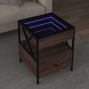 Măsuță de cafea cu LED infinity, stejar maro, 40x40x51 cm