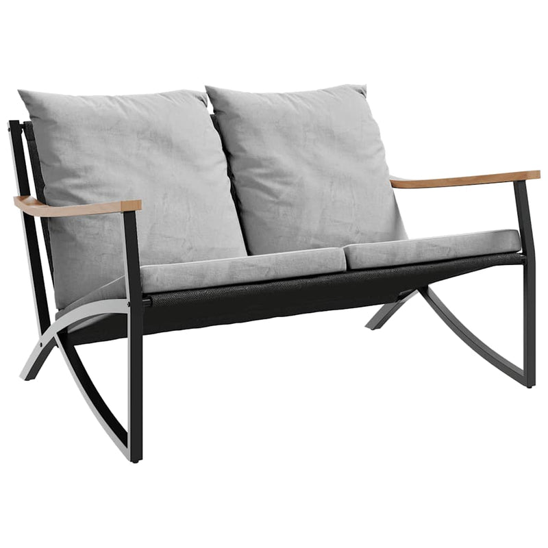 Set mobilier de balcon, 5 piese, cu perne, negru, oțel