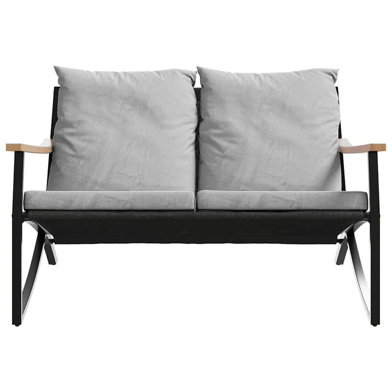 Set mobilier de balcon, 5 piese, cu perne, negru, oțel
