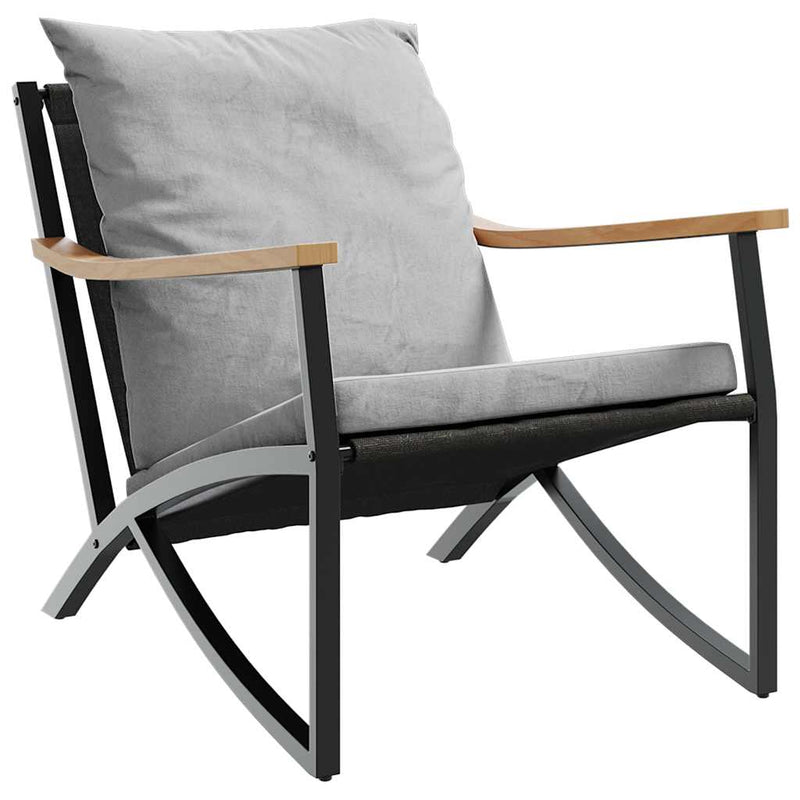 Set mobilier de balcon, 5 piese, cu perne, negru, oțel