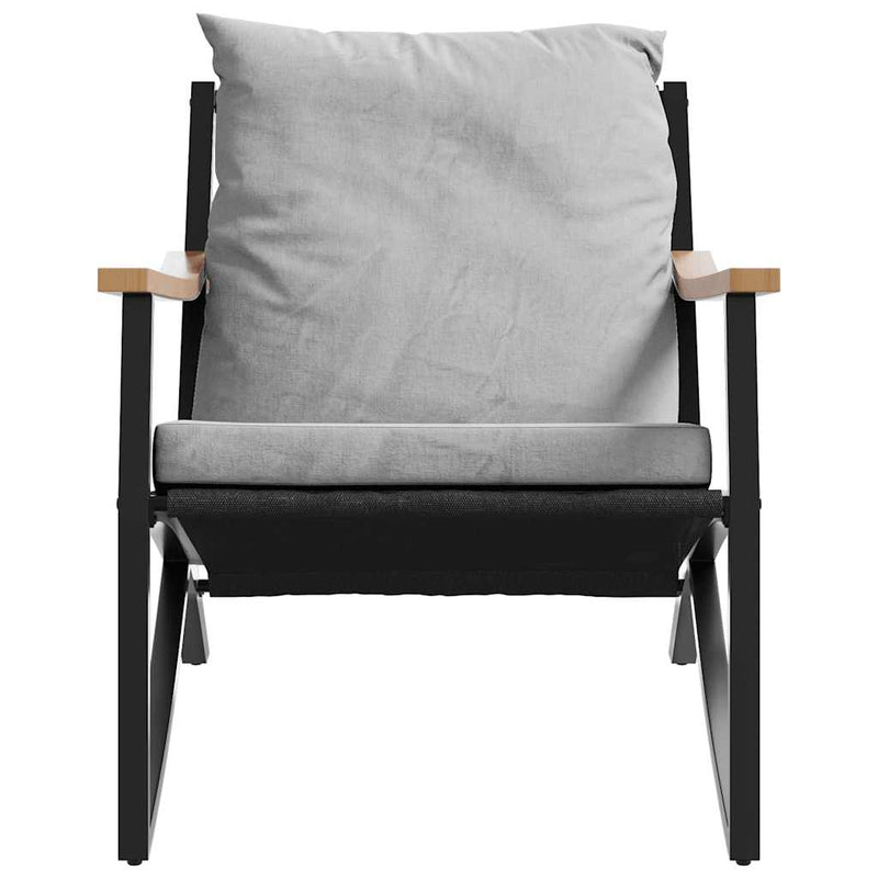 Set mobilier de balcon, 5 piese, cu perne, negru, oțel