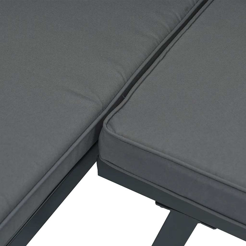 Set canapea de grădină, 2 piese, cu perne, negru, aluminiu