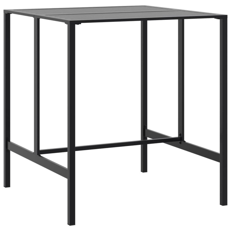 Set bar de grădină 7 piese, negru, oțel vopsit electrostatic