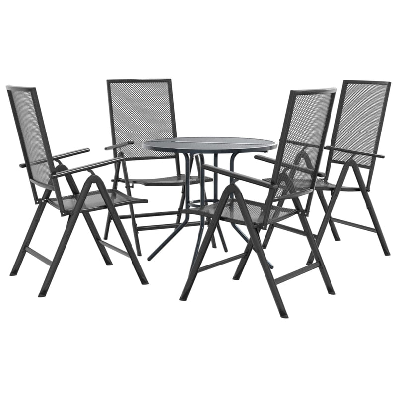 Set scaune de grădină rabatabile, 5 buc., antracit, oțel vopsit