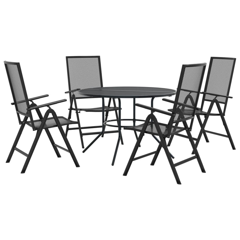 Set scaune de grădină rabatabile, 5 buc., antracit, oțel vopsit