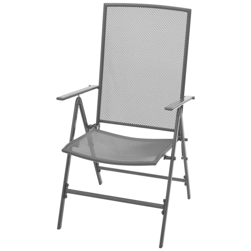 Set scaune de grădină rabatabile, 7 buc., antracit, oțel vopsit