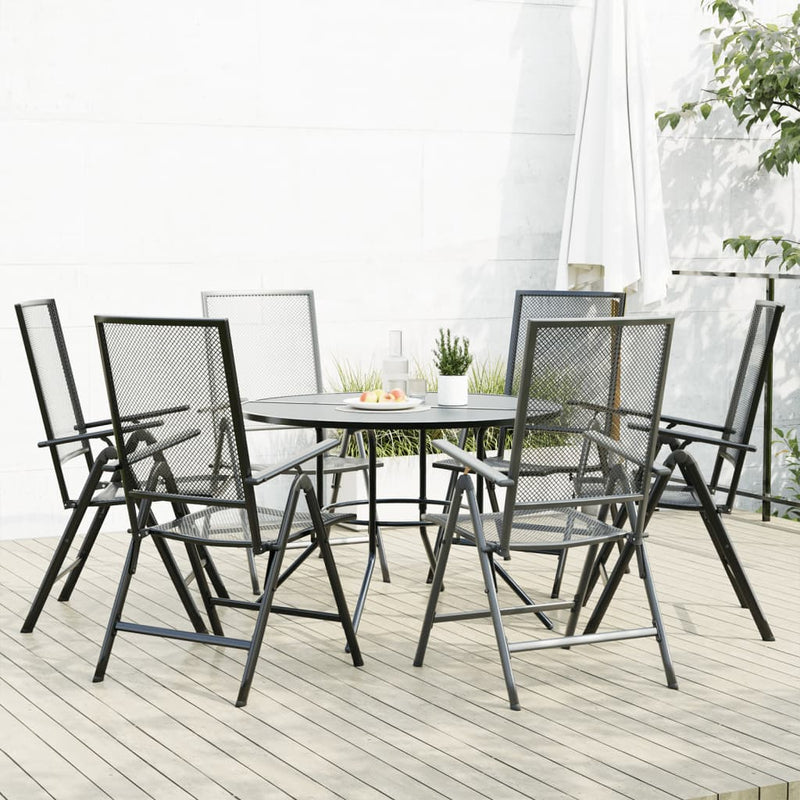 Set scaune de grădină rabatabile, 7 buc., antracit, oțel vopsit