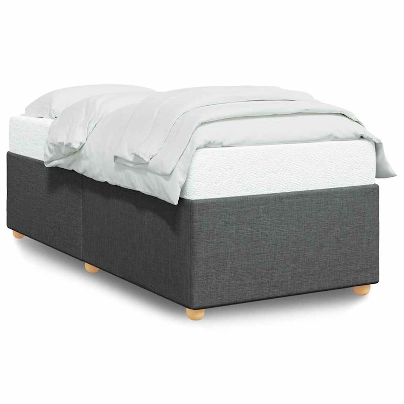 Cadru de pat fără saltea, gri închis, material textil simplu