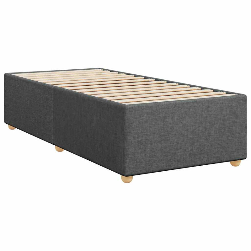 Cadru de pat fără saltea, gri închis, material textil simplu