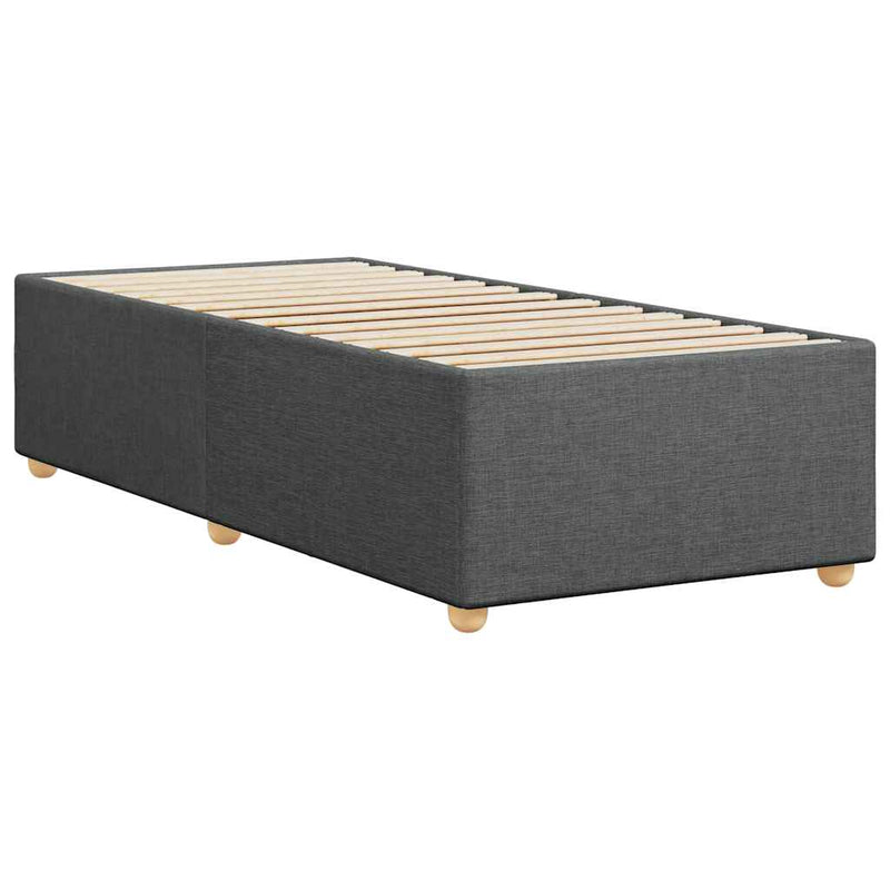 Cadru de pat fără saltea, gri închis, material textil simplu