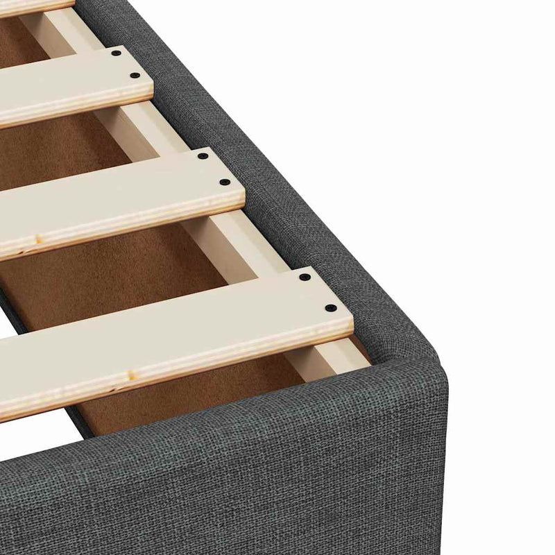 Cadru de pat fără saltea, gri închis, material textil simplu