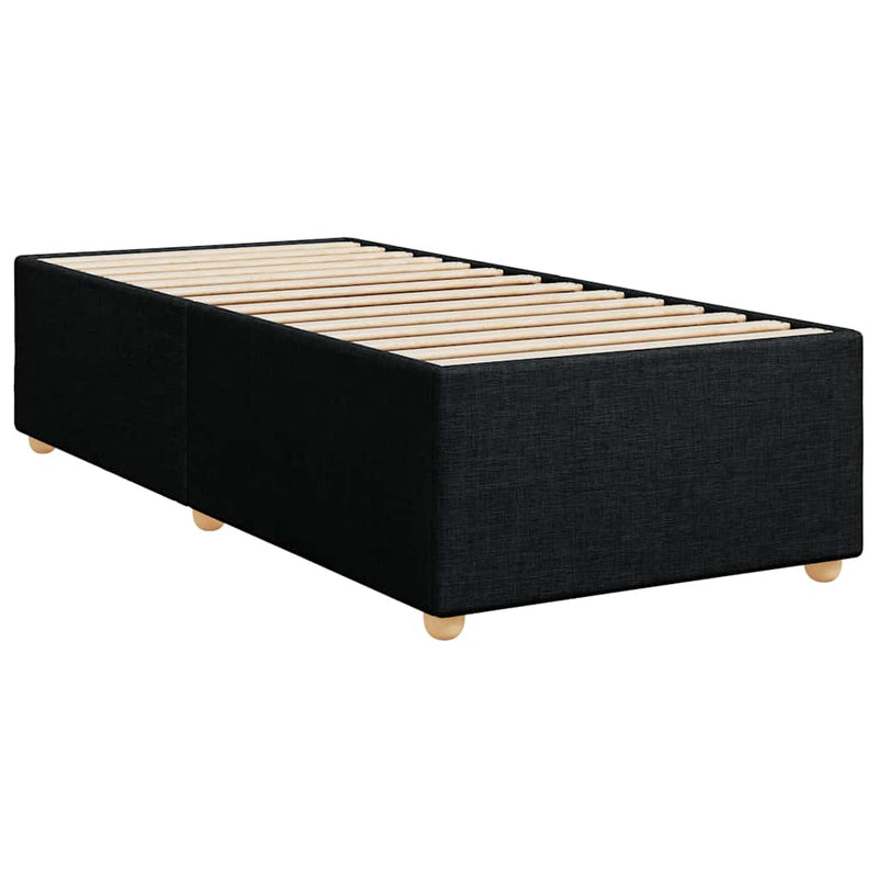 Cadru de pat fără saltea, material textil negru, simplu