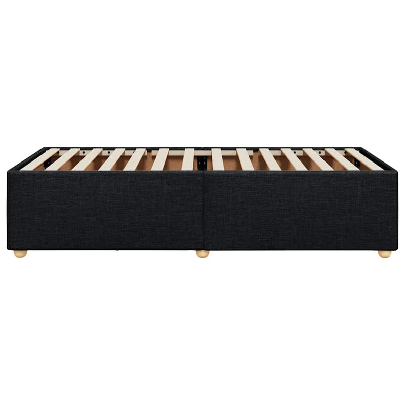 Cadru de pat fără saltea, material textil negru, simplu