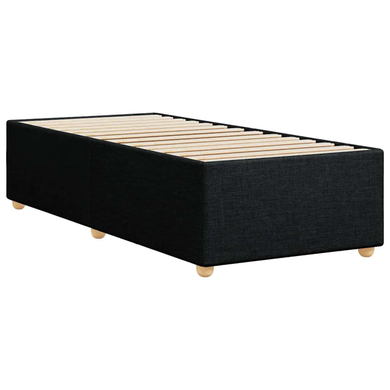 Cadru de pat fără saltea, material textil negru, simplu
