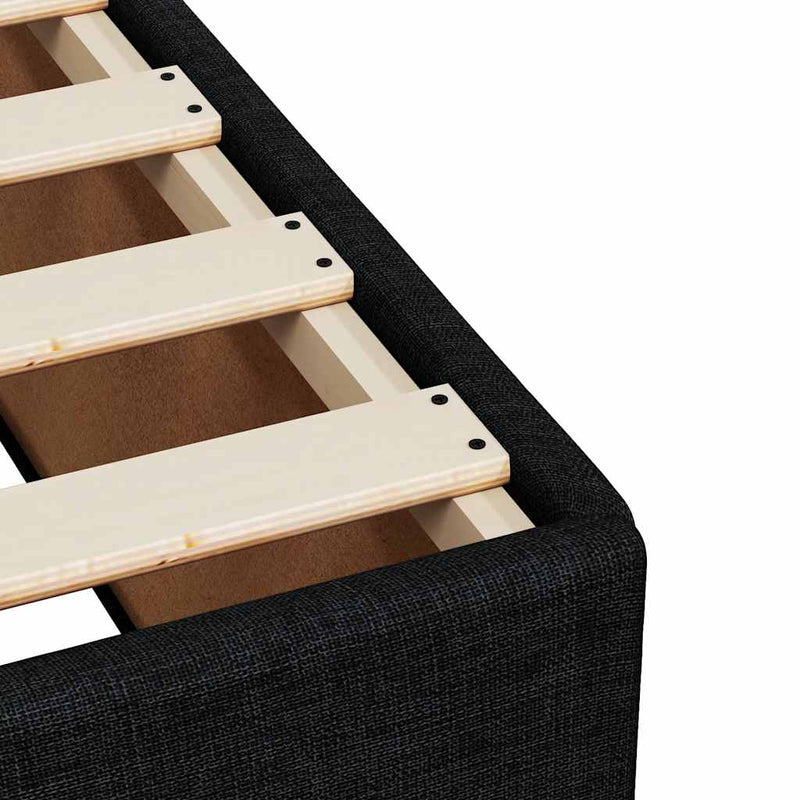 Cadru de pat fără saltea, material textil negru, simplu