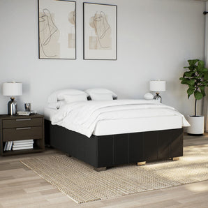 Cadru de pat fără saltea, negru, 140x200 cm, textil