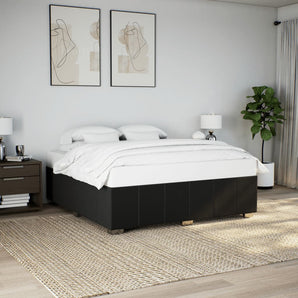 Cadru de pat fără saltea, negru, 200x200 cm, textil