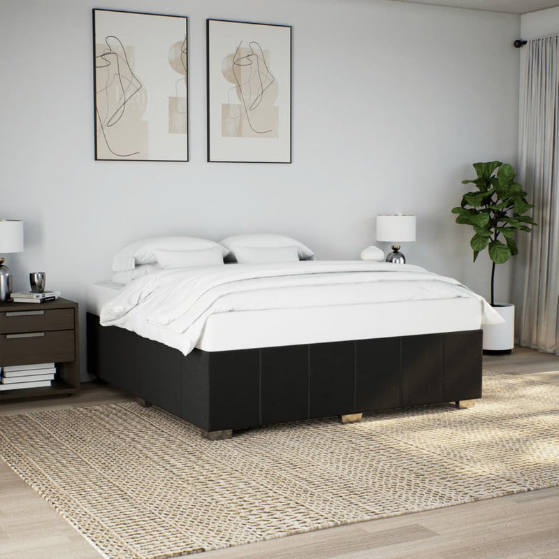 Cadru de pat fără saltea, negru, 200x200 cm, textil