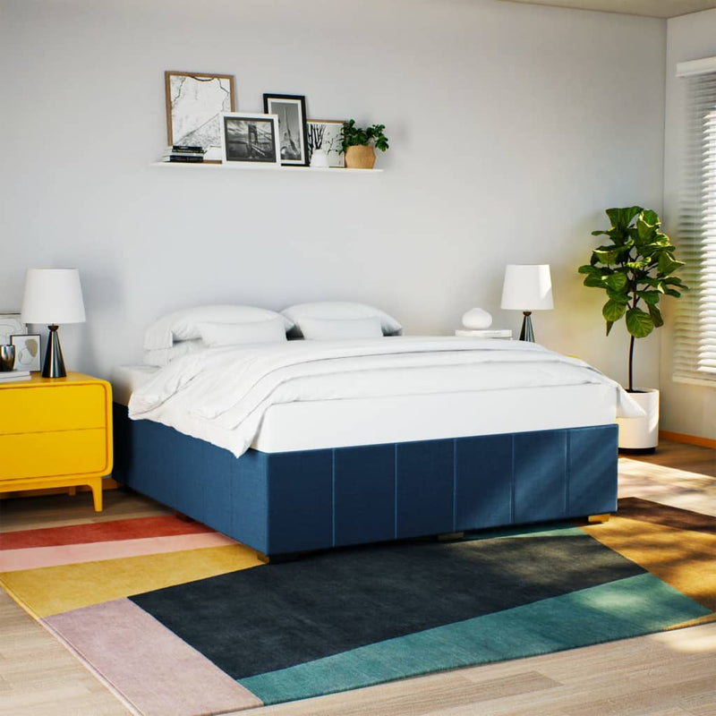 Cadru de pat fără saltea, albastru, 200x200 cm, textil