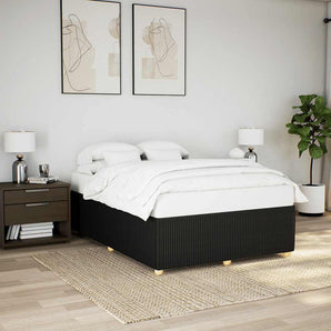 Cadru de pat fără saltea, negru, 140x190 cm, textil