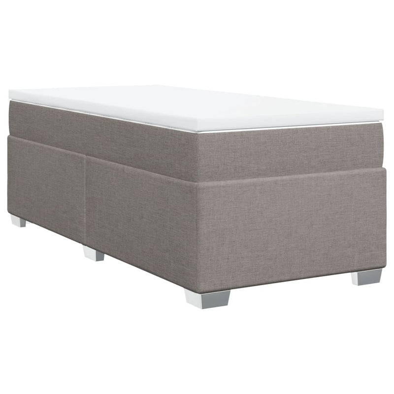 Pat box spring cu saltea, gri taupe, 80x200 cm, textil