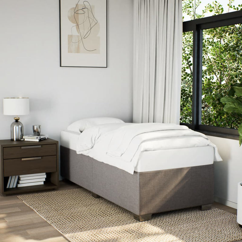 Pat box spring cu saltea, gri taupe, 80x200 cm, textil