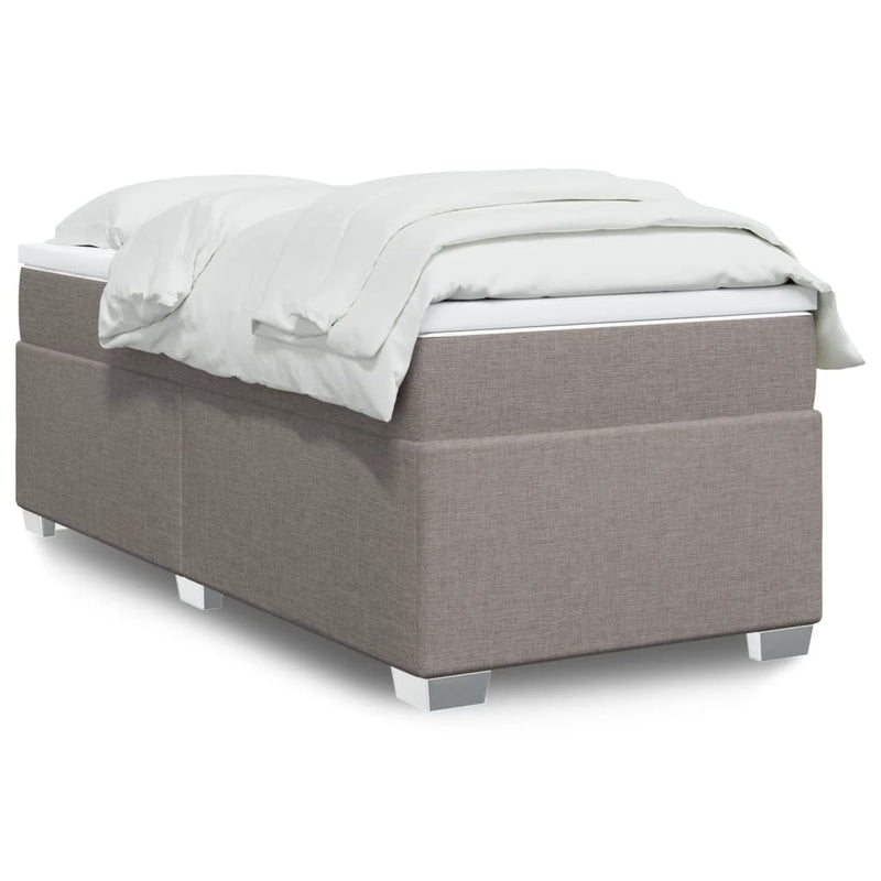 Pat box spring cu saltea, gri taupe, 80x200 cm, textil