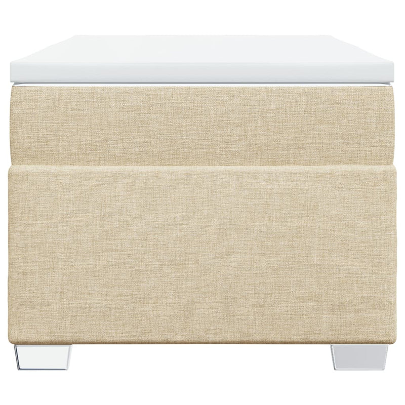 Pat box spring cu saltea, crem, 80x200 cm, textil
