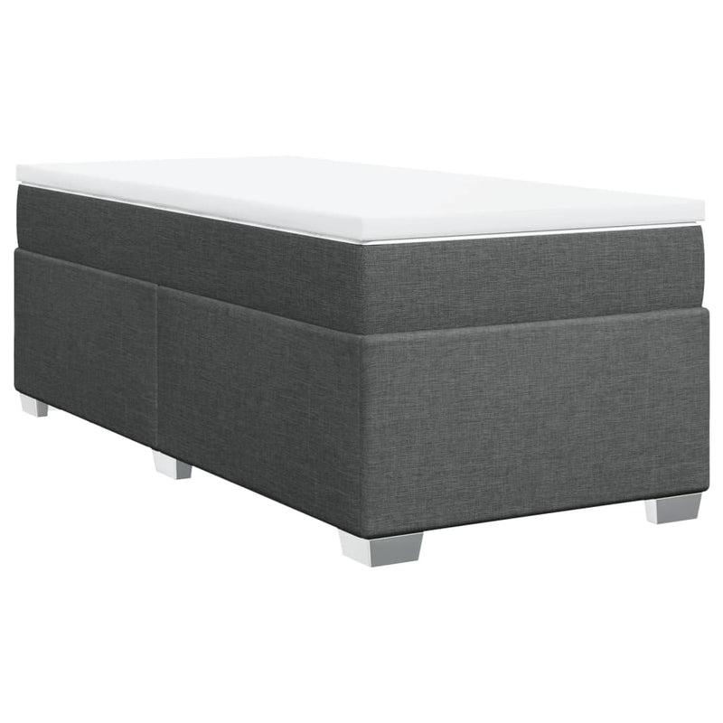Pat box spring cu saltea, gri închis, 90x190 cm, textil