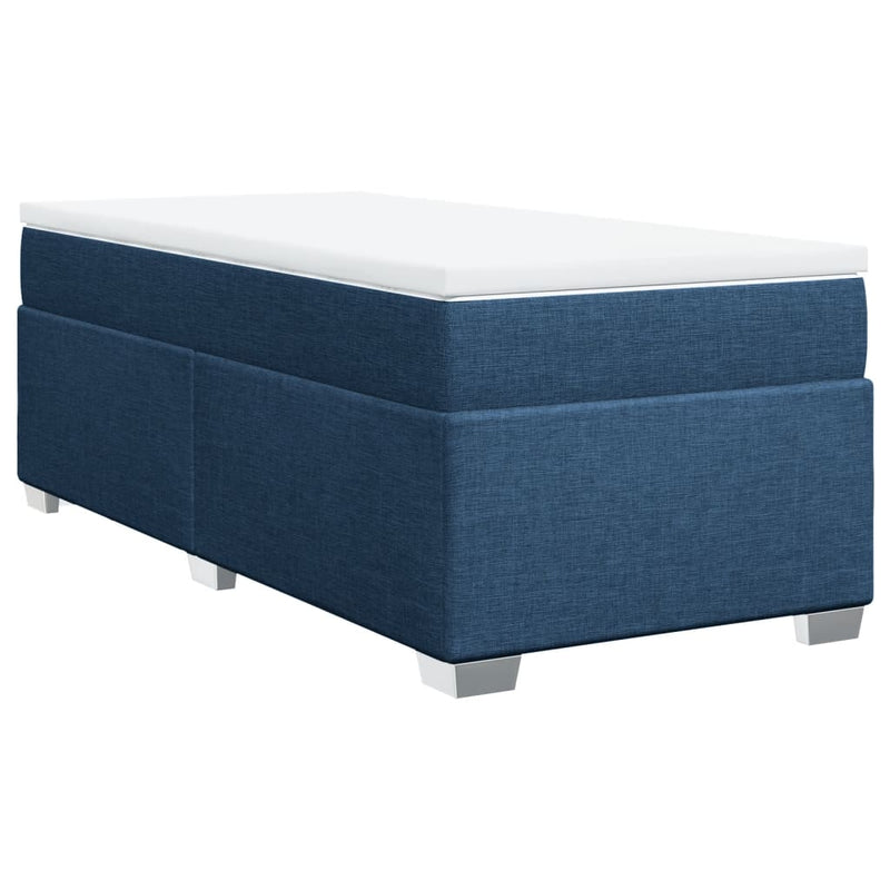 Pat box spring cu saltea, albastru, 90x190 cm, textil