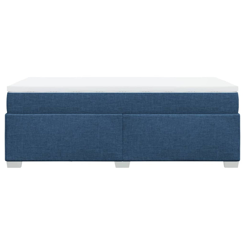 Pat box spring cu saltea, albastru, 90x190 cm, textil