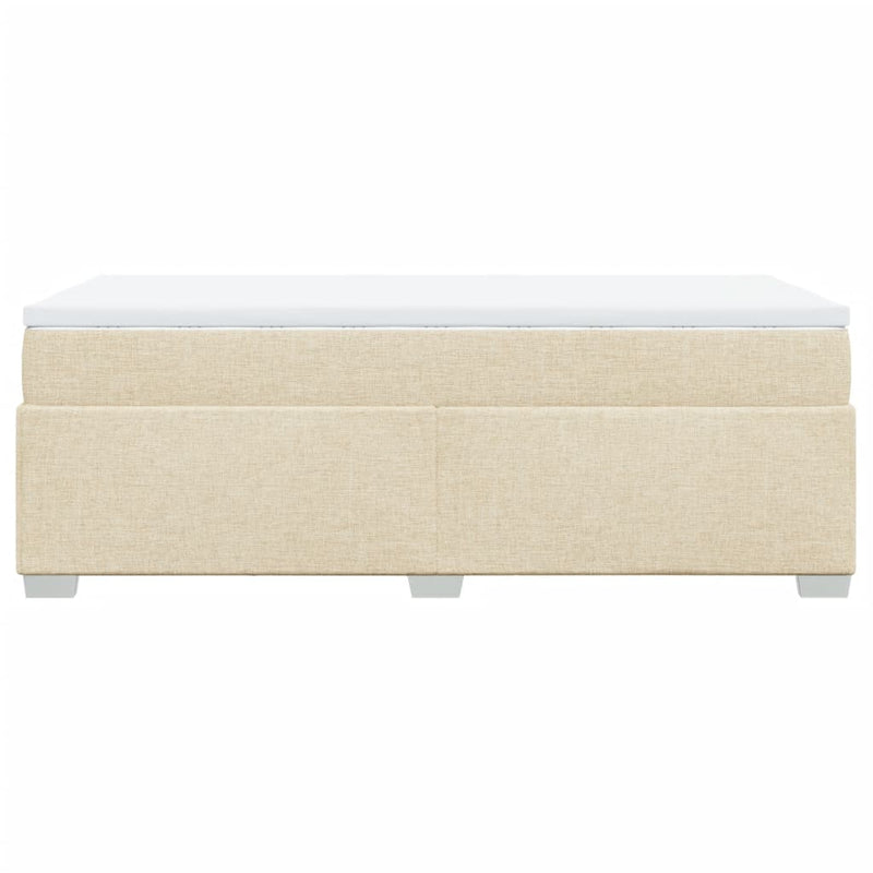 Pat box spring cu saltea, crem, 90x200 cm, textil