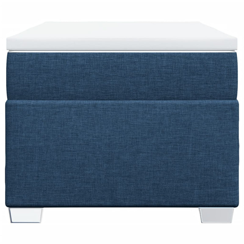 Pat box spring cu saltea, albastru, 90x200 cm, textil