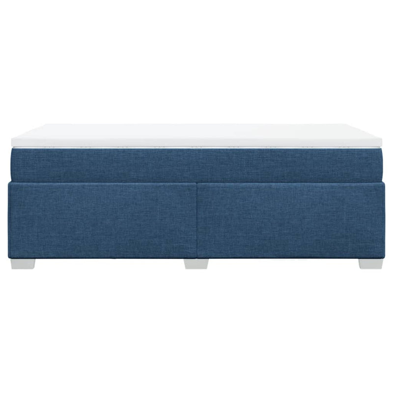 Pat box spring cu saltea, albastru, 90x200 cm, textil