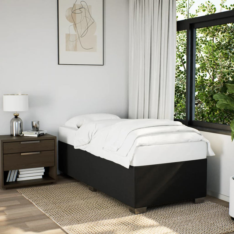 Pat box spring cu saltea, negru, 100x200 cm, textil