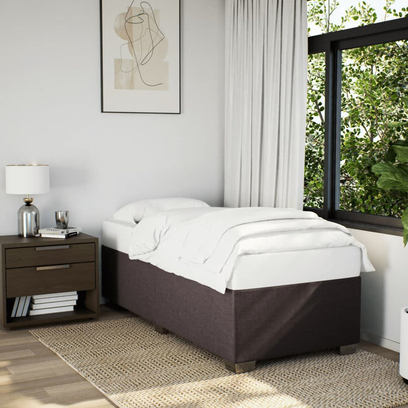 Pat box spring cu saltea, maro închis, 100x200 cm, textil