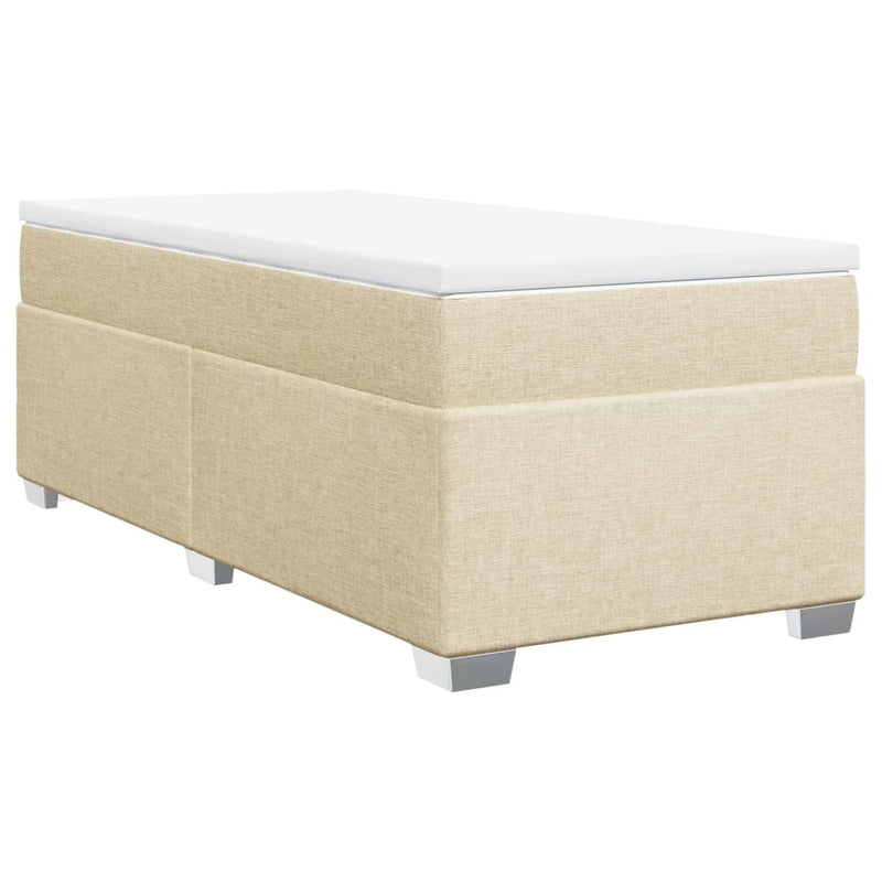 Pat box spring cu saltea, crem, 100x200 cm, textil