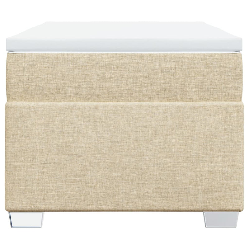 Pat box spring cu saltea, crem, 100x200 cm, textil