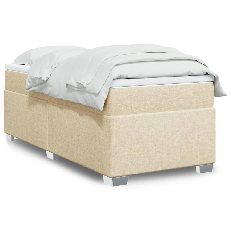 Pat box spring cu saltea, crem, 100x200 cm, textil