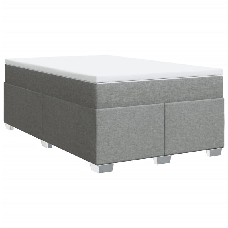 Pat box spring cu saltea, gri deschis, 120x190 cm, textil