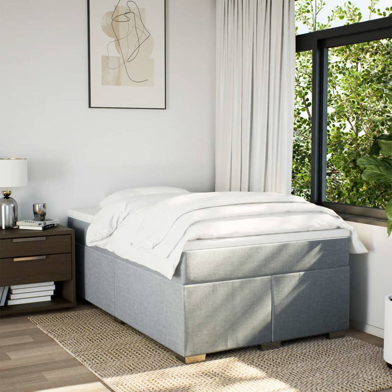 Pat box spring cu saltea, gri deschis, 120x190 cm, textil