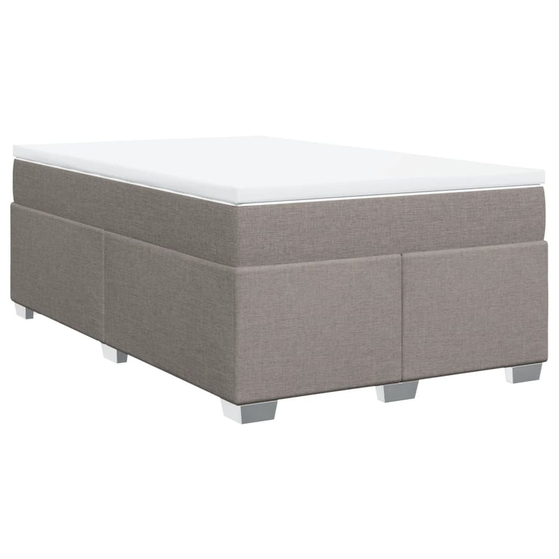 Pat box spring cu saltea, taupe, 120x190 cm material textil